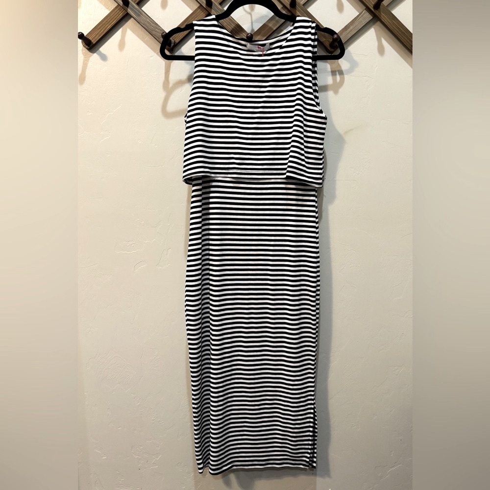 LuvmaBelly | Nursing Midi Dress | Striped Black & White Midi Dress | NWT | S